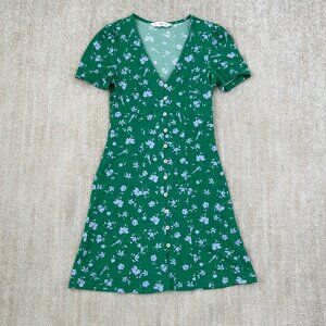 MNG Mango Floral Summer Cocktail Green Mini Dress 2